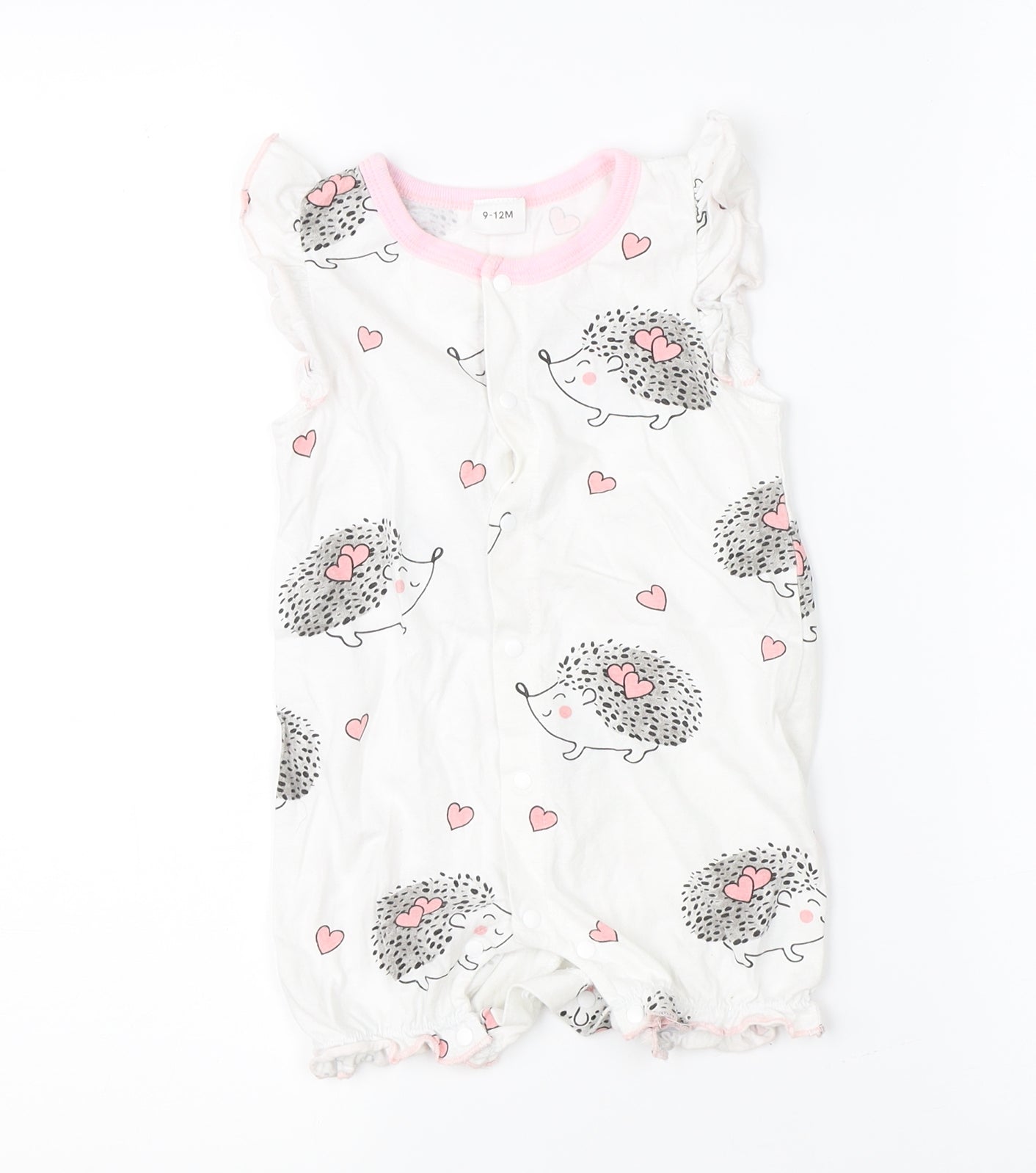 Preworn Girls White   Romper One-Piece Size 9-12 Months