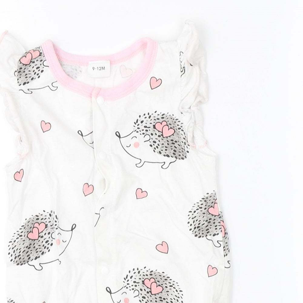 Preworn Girls White   Romper One-Piece Size 9-12 Months