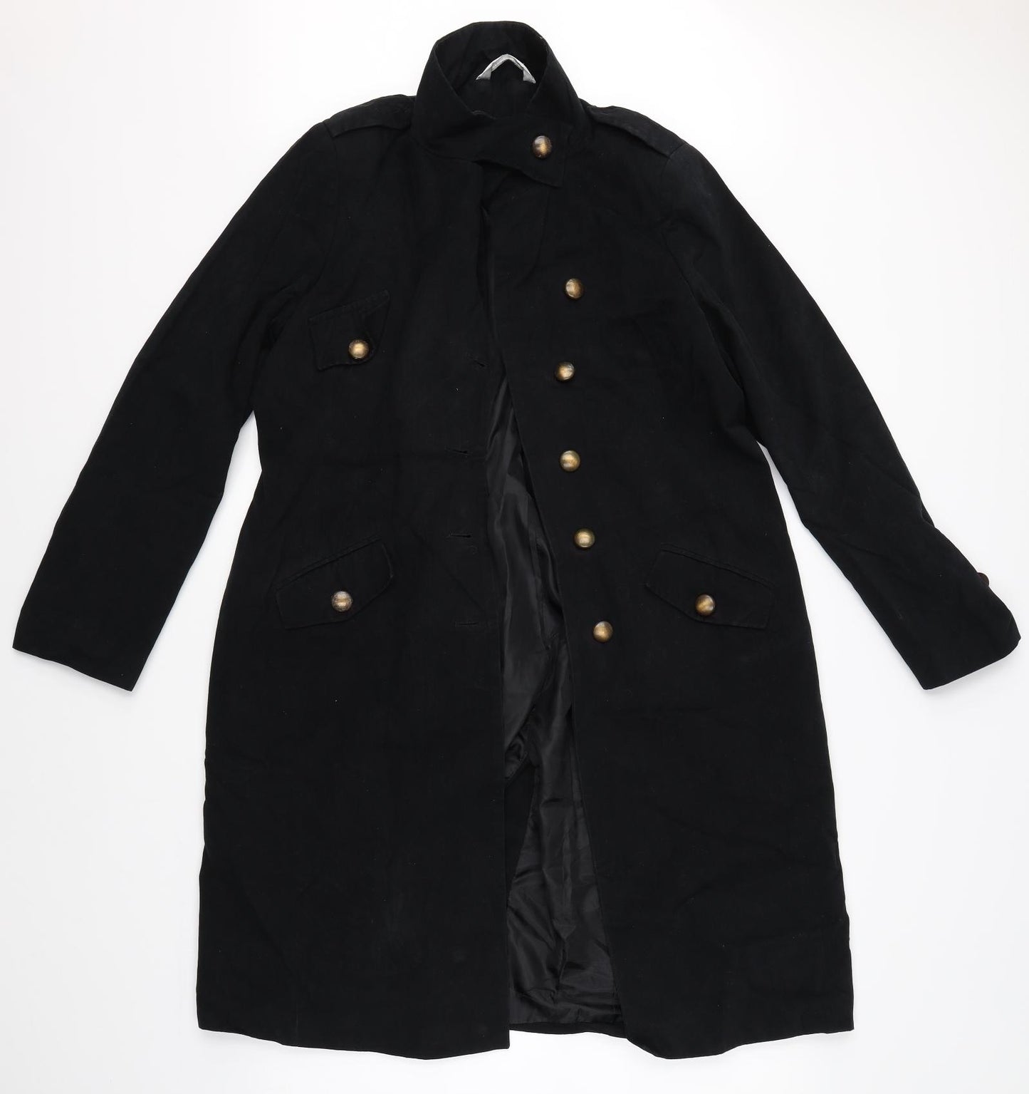 Preworn Womens Black   Overcoat Coat Size 16