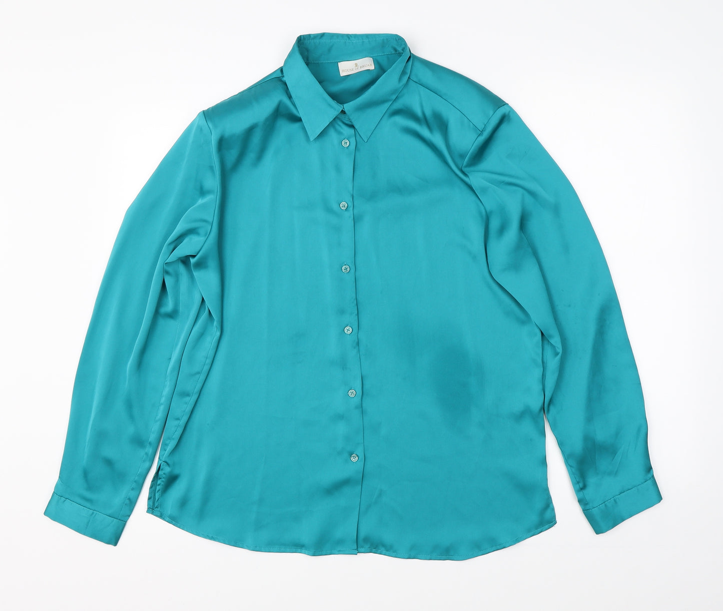 House of Braur Womens Green  Satin Basic Blouse Size 16