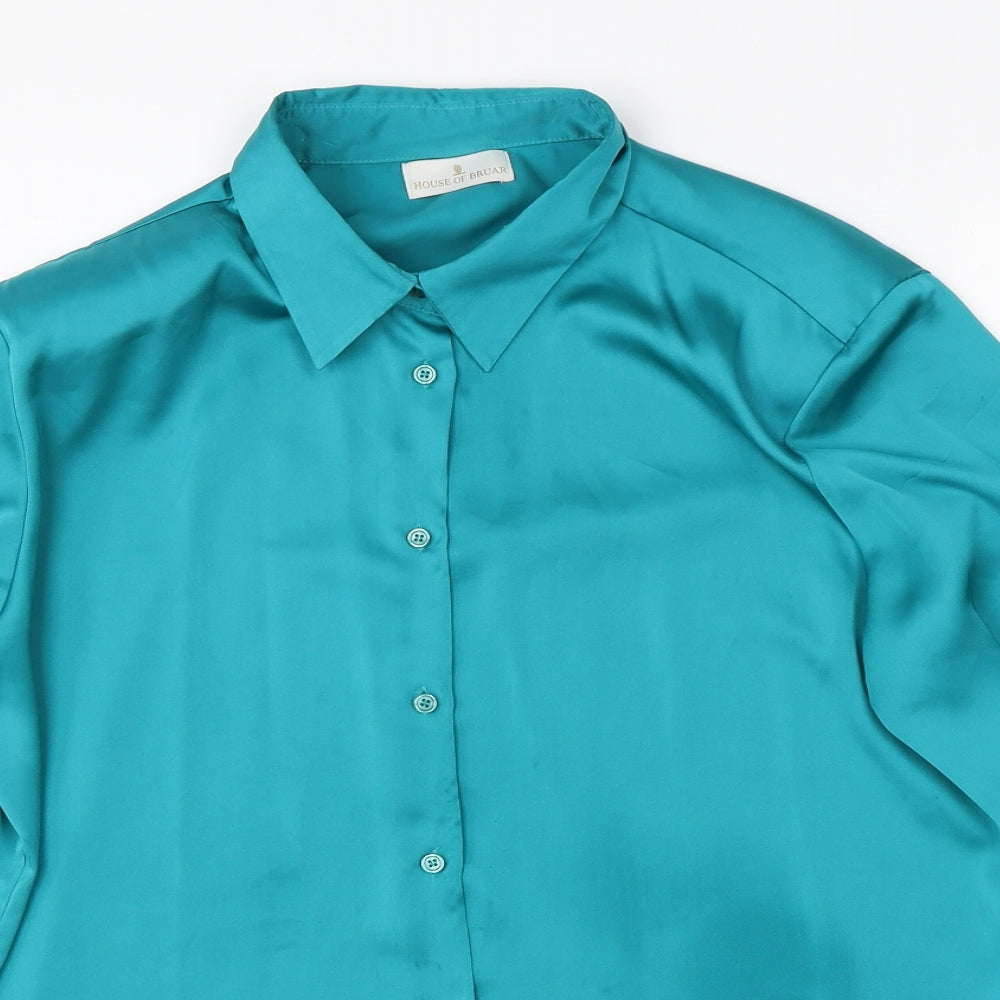House of Braur Womens Green  Satin Basic Blouse Size 16