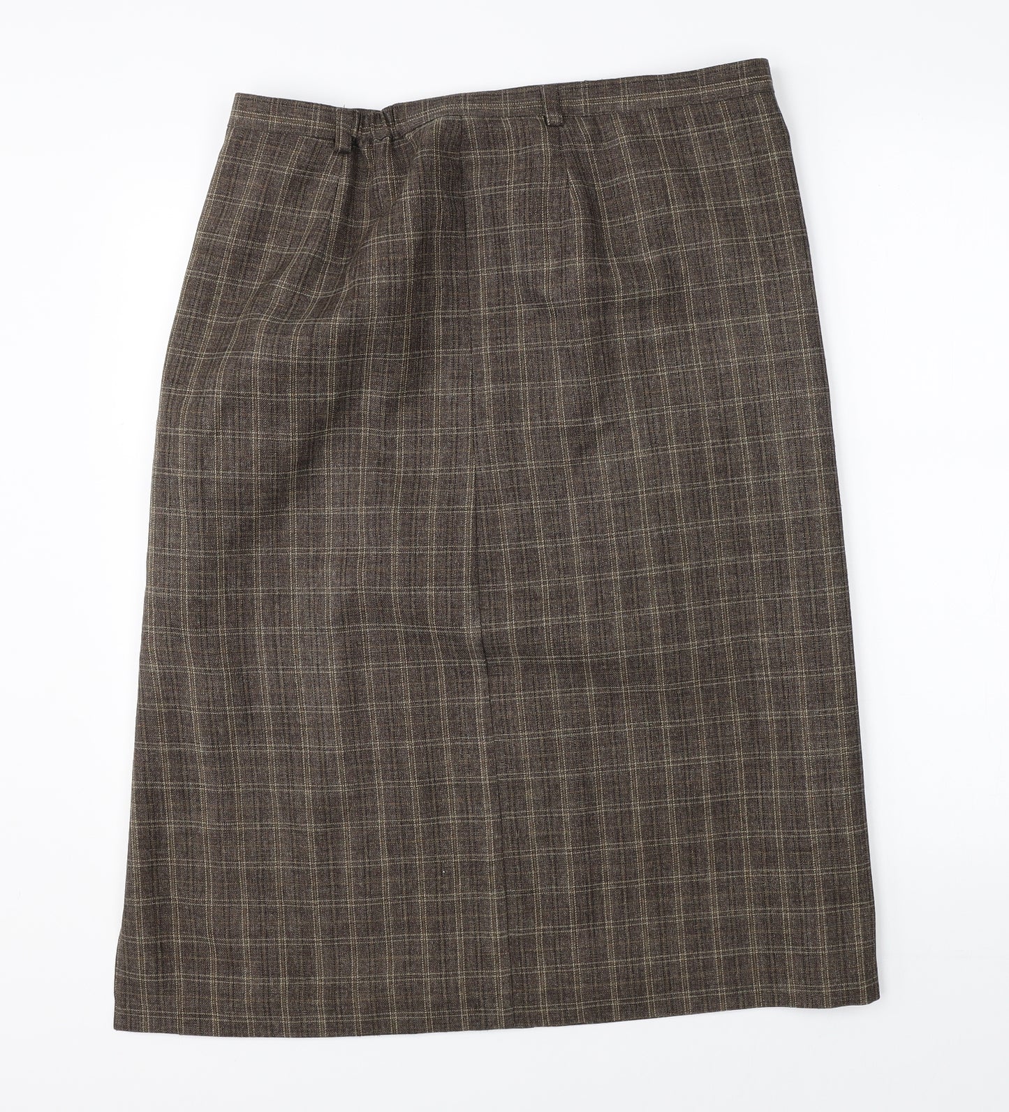 Marks & Spencer Womens Brown Check  Straight & Pencil Skirt Size 16