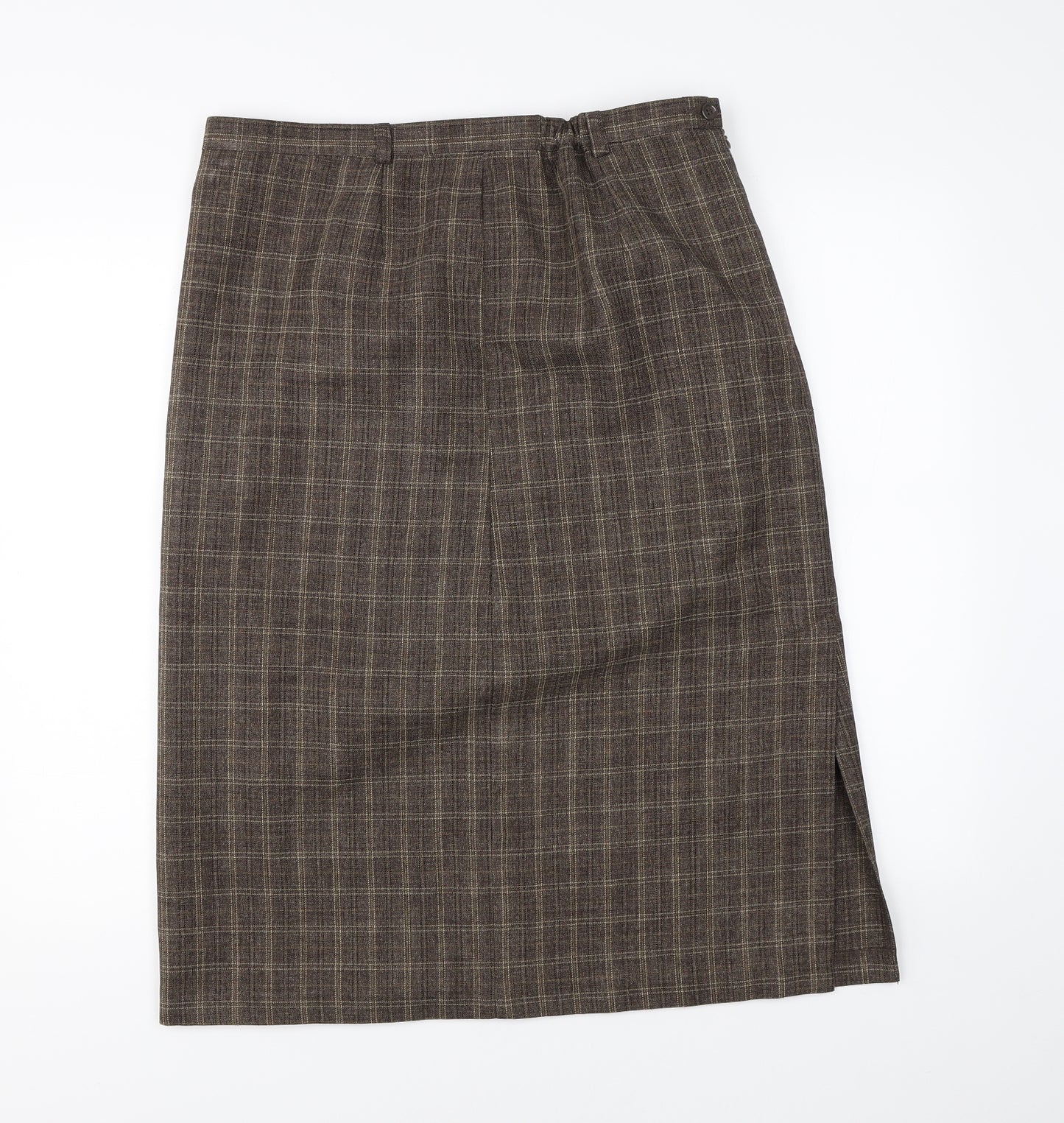 Marks & Spencer Womens Brown Check  Straight & Pencil Skirt Size 16