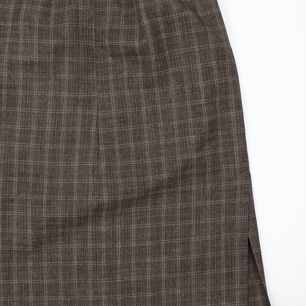 Marks & Spencer Womens Brown Check  Straight & Pencil Skirt Size 16