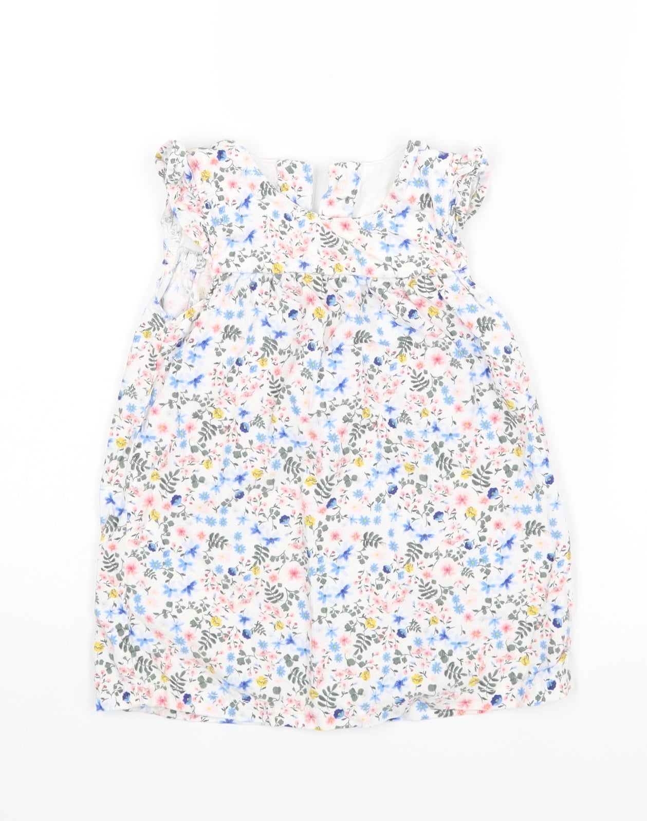 M&S Girls White Floral  A-Line  Size 6-9 Months