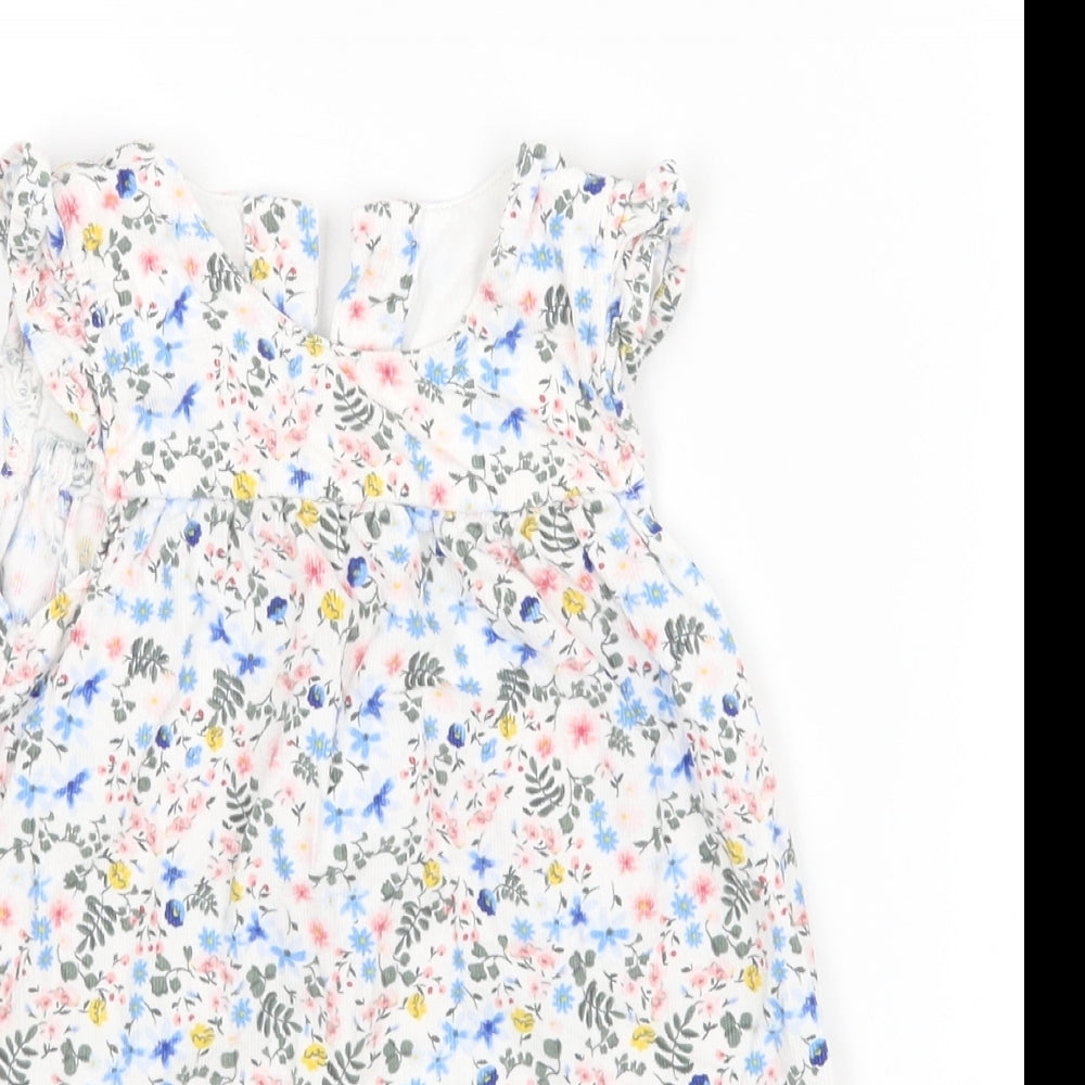 M&S Girls White Floral  A-Line  Size 6-9 Months