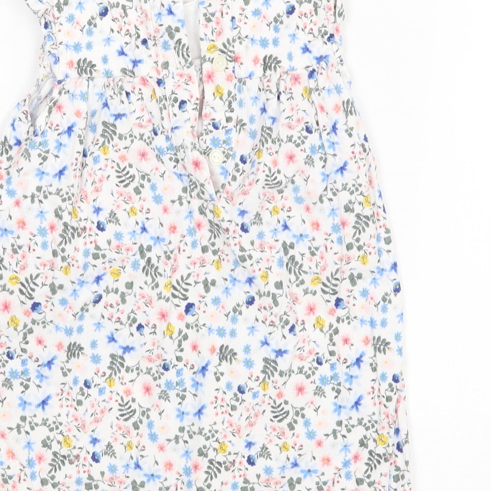 M&S Girls White Floral  A-Line  Size 6-9 Months