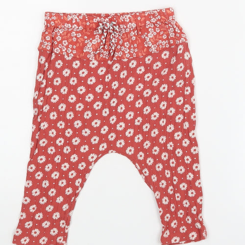 NEXT Girls Red Floral   Trousers Size 9-12 Months