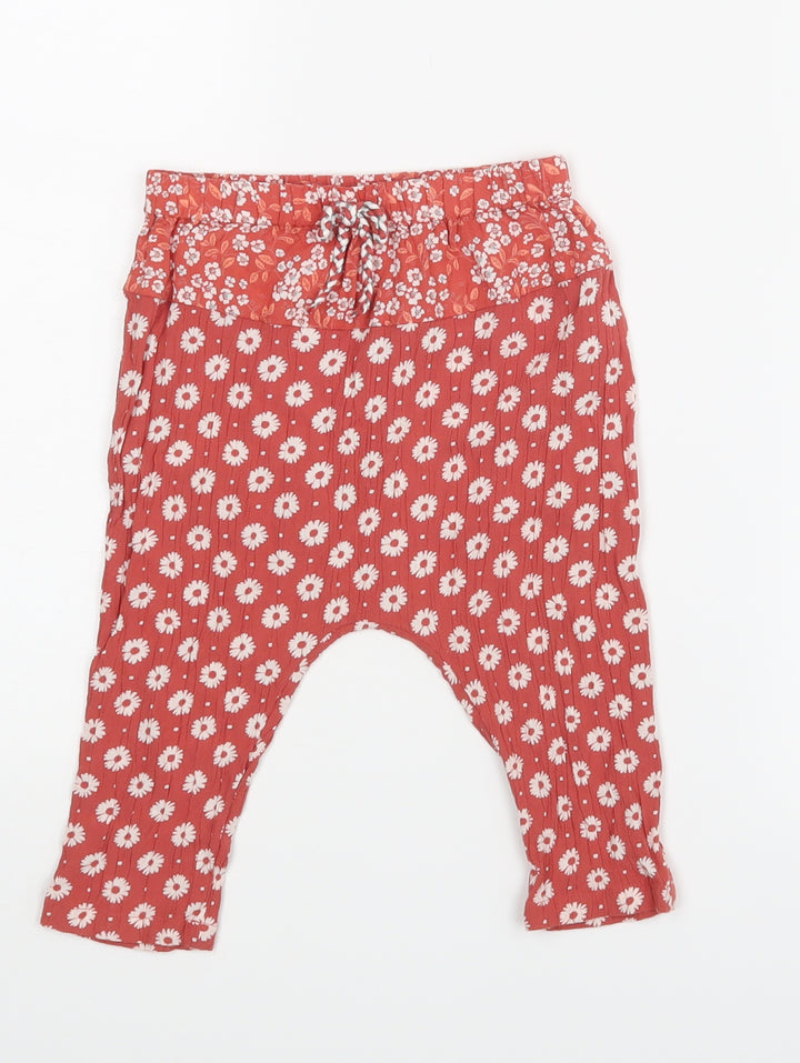 NEXT Girls Red Floral Trousers Size 9-12 Months