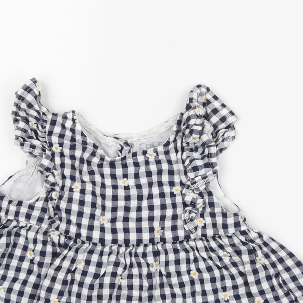 F&F Girls Blue Check  A-Line  Size 12-18 Months