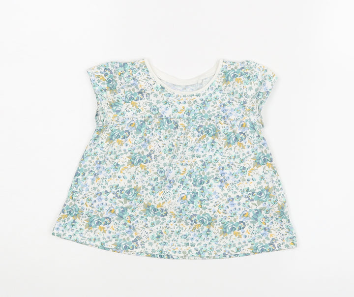 NEXT Girls Green Floral Basic Blouse Size 9-12 Months