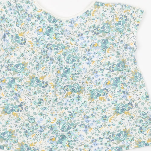NEXT Girls Green Floral  Basic Blouse Size 9-12 Months