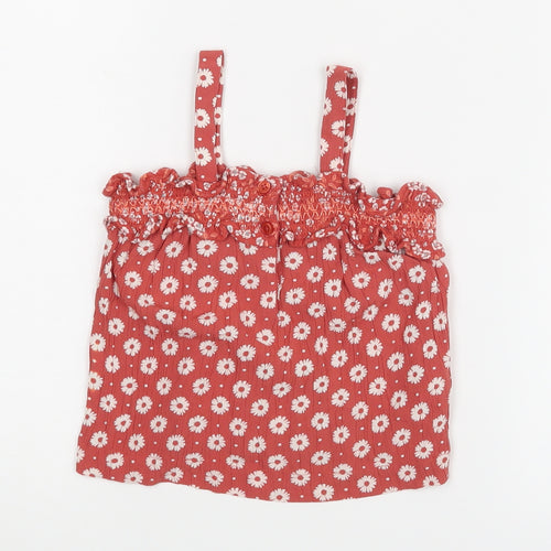 NEXT Girls Red Floral  Basic Blouse Size 9-12 Months