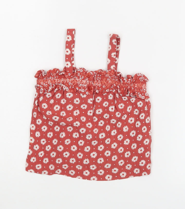 NEXT Girls Red Floral  Basic Blouse Size 9-12 Months