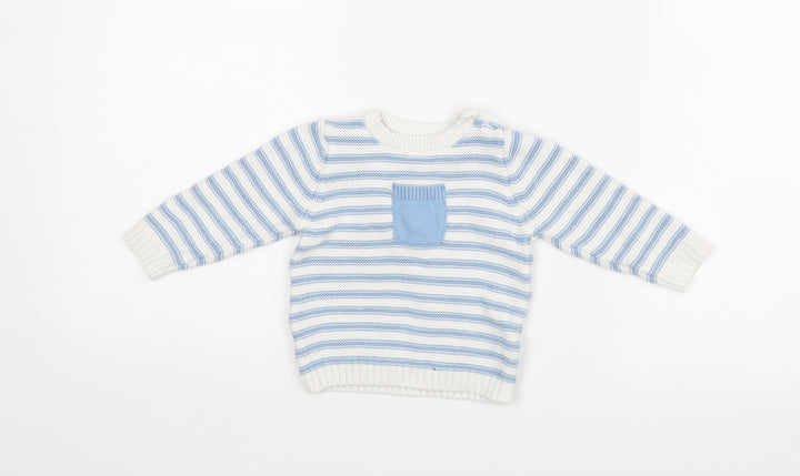 M&S Baby White Striped Pullover Jumper Size 3-6 Months