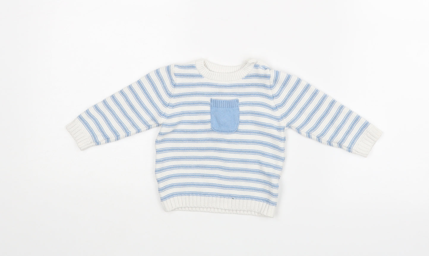 M&S Baby White Striped  Pullover Jumper Size 3-6 Months