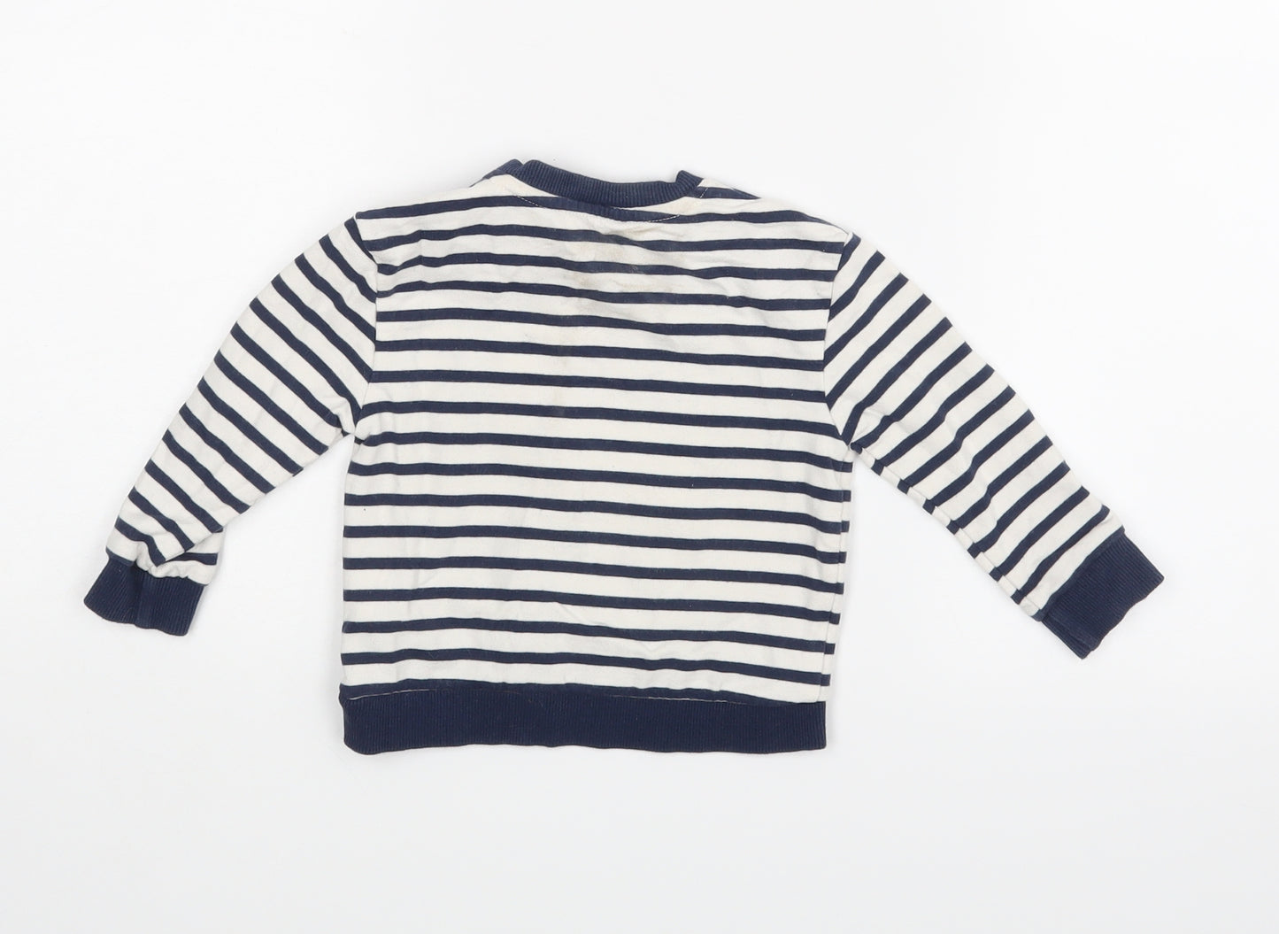 John Lewis Baby White Striped  Pullover T-Shirt Size 9-12 Months  - Dinosaur