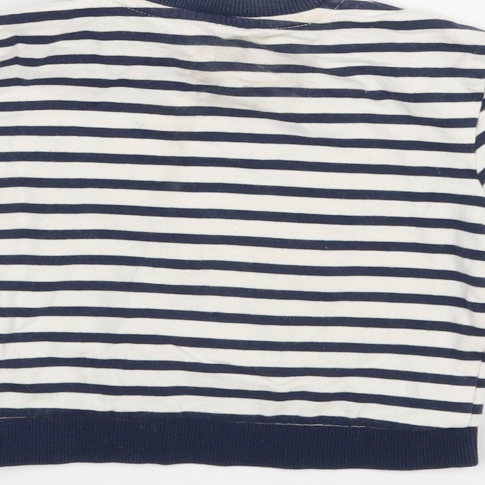 John Lewis Baby White Striped  Pullover T-Shirt Size 9-12 Months  - Dinosaur
