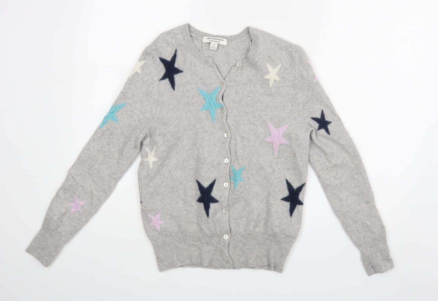 Autoghraph Womens Grey   Cardigan Jumper Size 12  - Stars