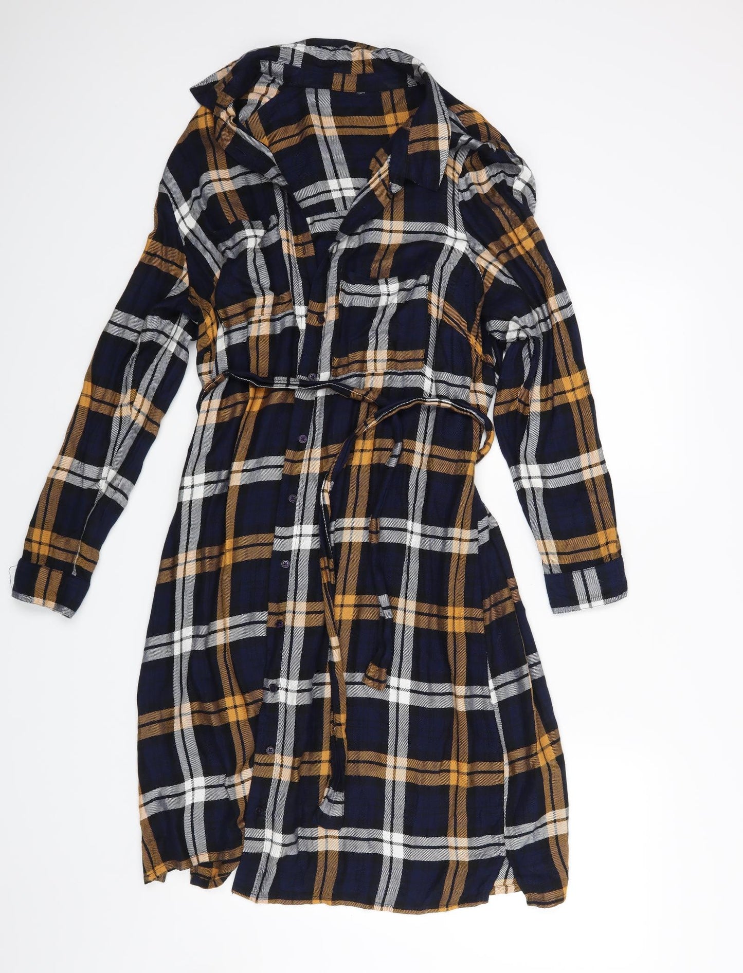 M&Co Womens Blue Check  Shirt Dress  Size 16