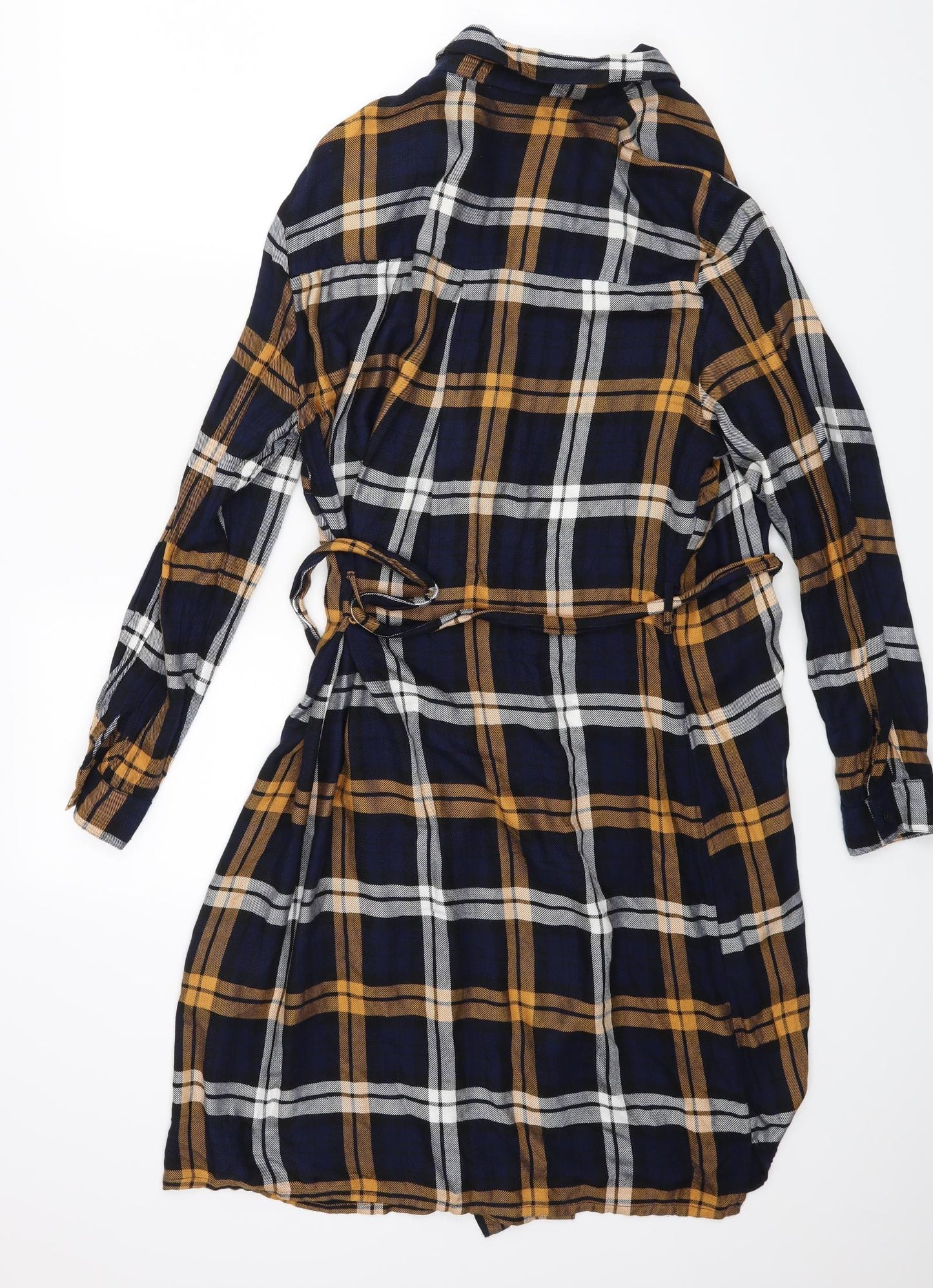 M&Co Womens Blue Check  Shirt Dress  Size 16