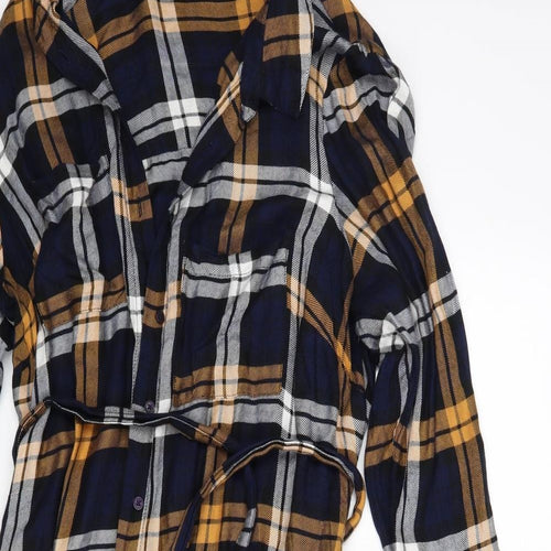 M&Co Womens Blue Check  Shirt Dress  Size 16