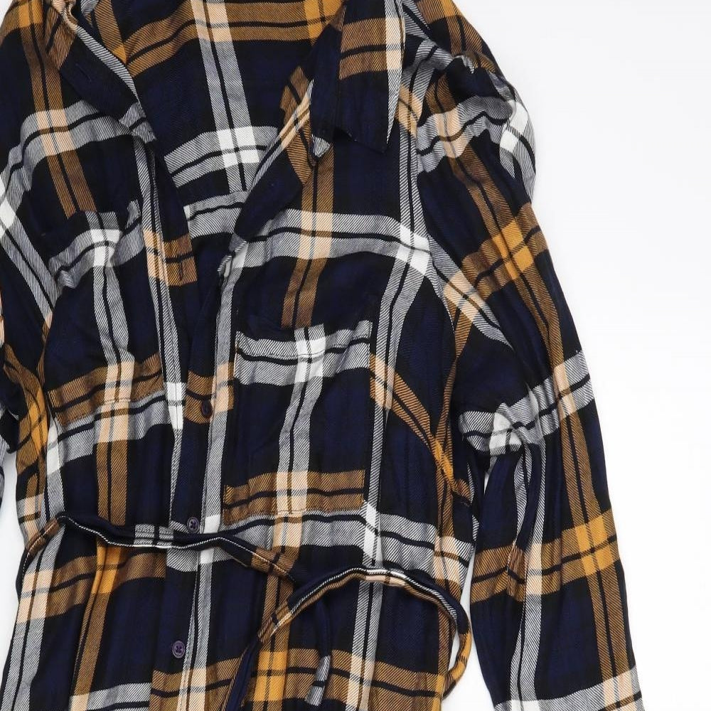 M&Co Womens Blue Check  Shirt Dress  Size 16