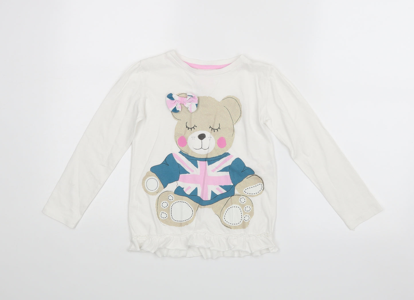 Young Dimension Girls White   Pullover T-Shirt Size 5-6 Years