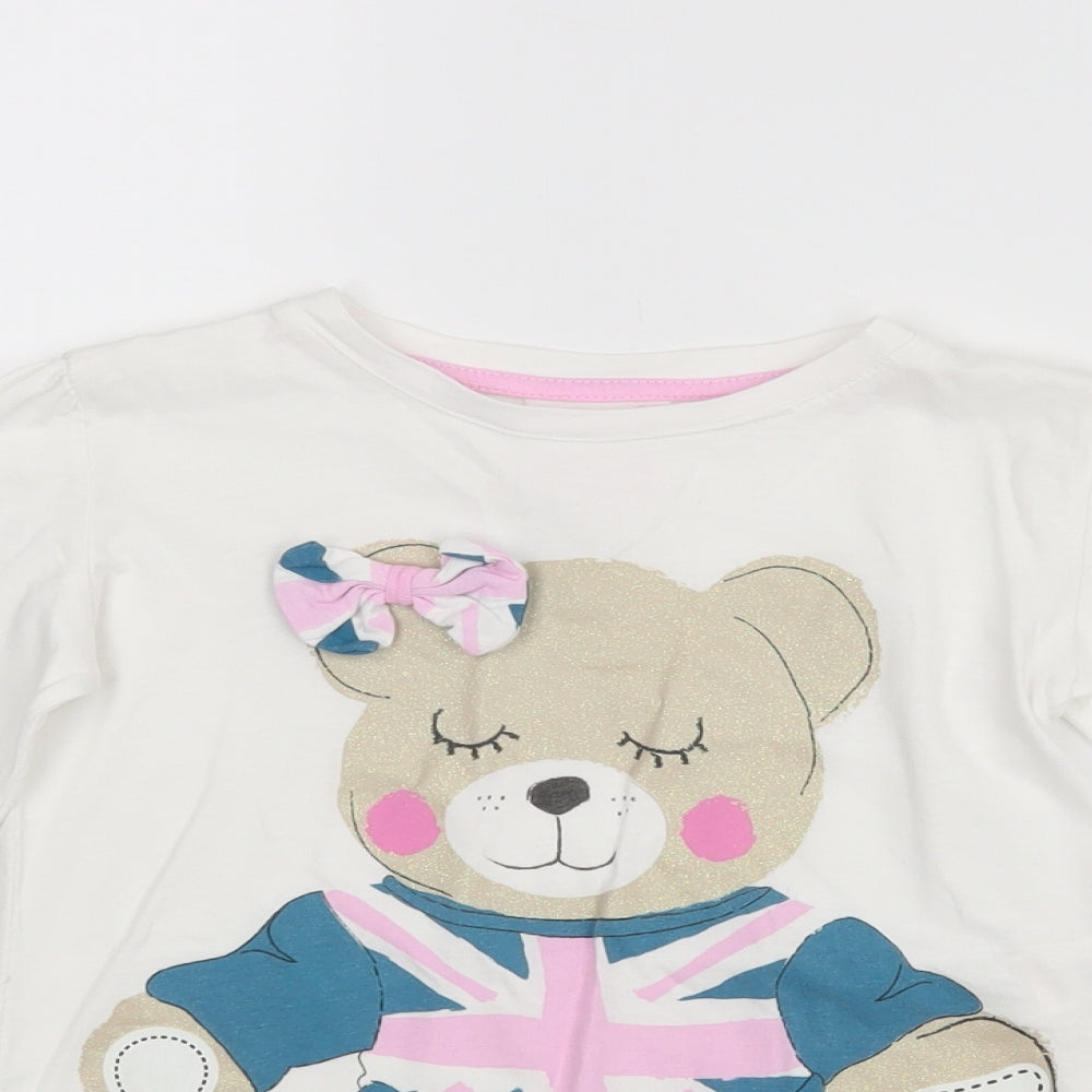 Young Dimension Girls White   Pullover T-Shirt Size 5-6 Years