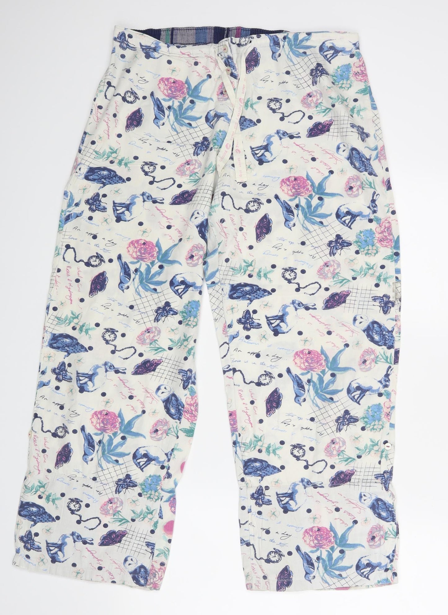 TU Womens White Floral   Pyjama Pants Size 14