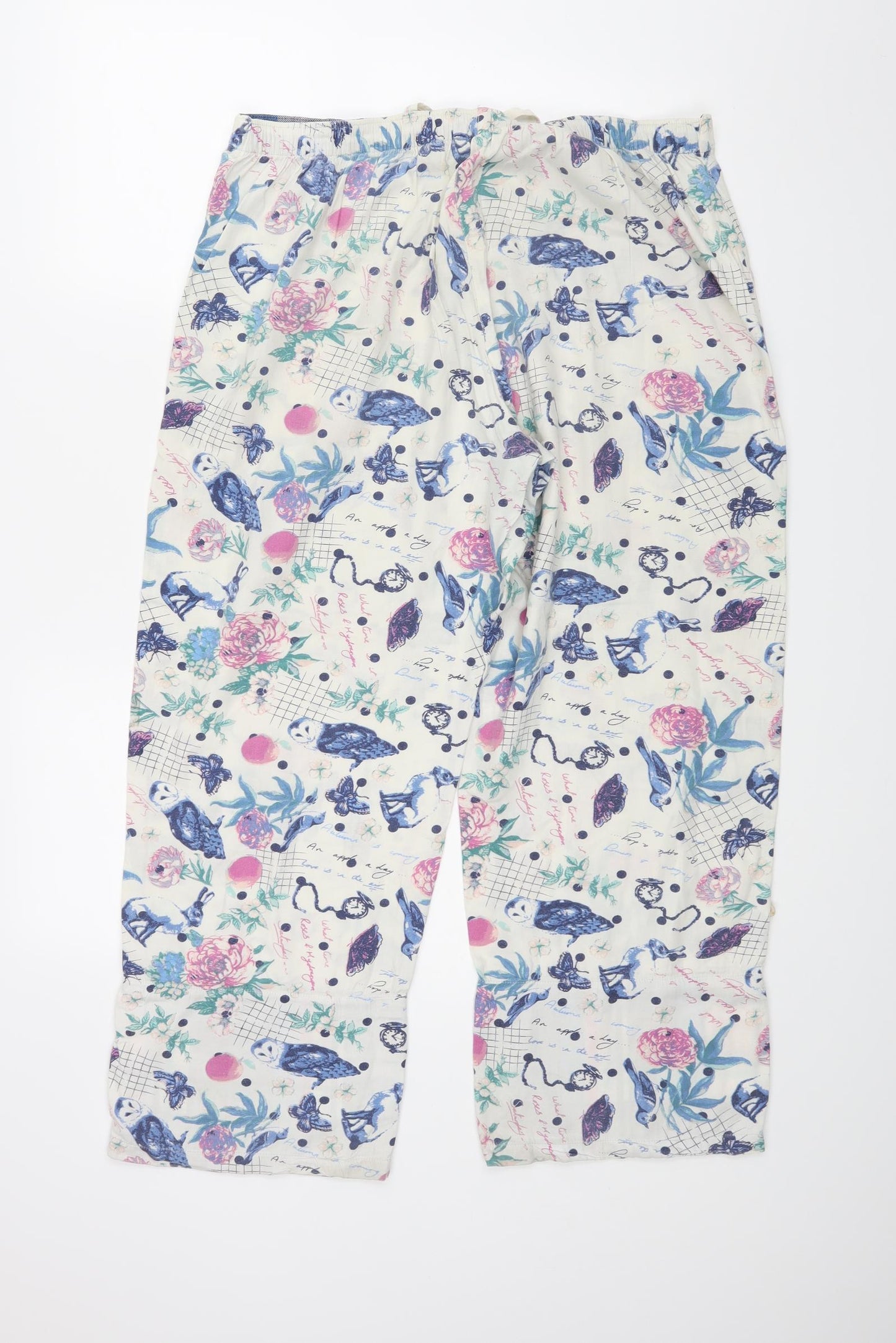 TU Womens White Floral   Pyjama Pants Size 14