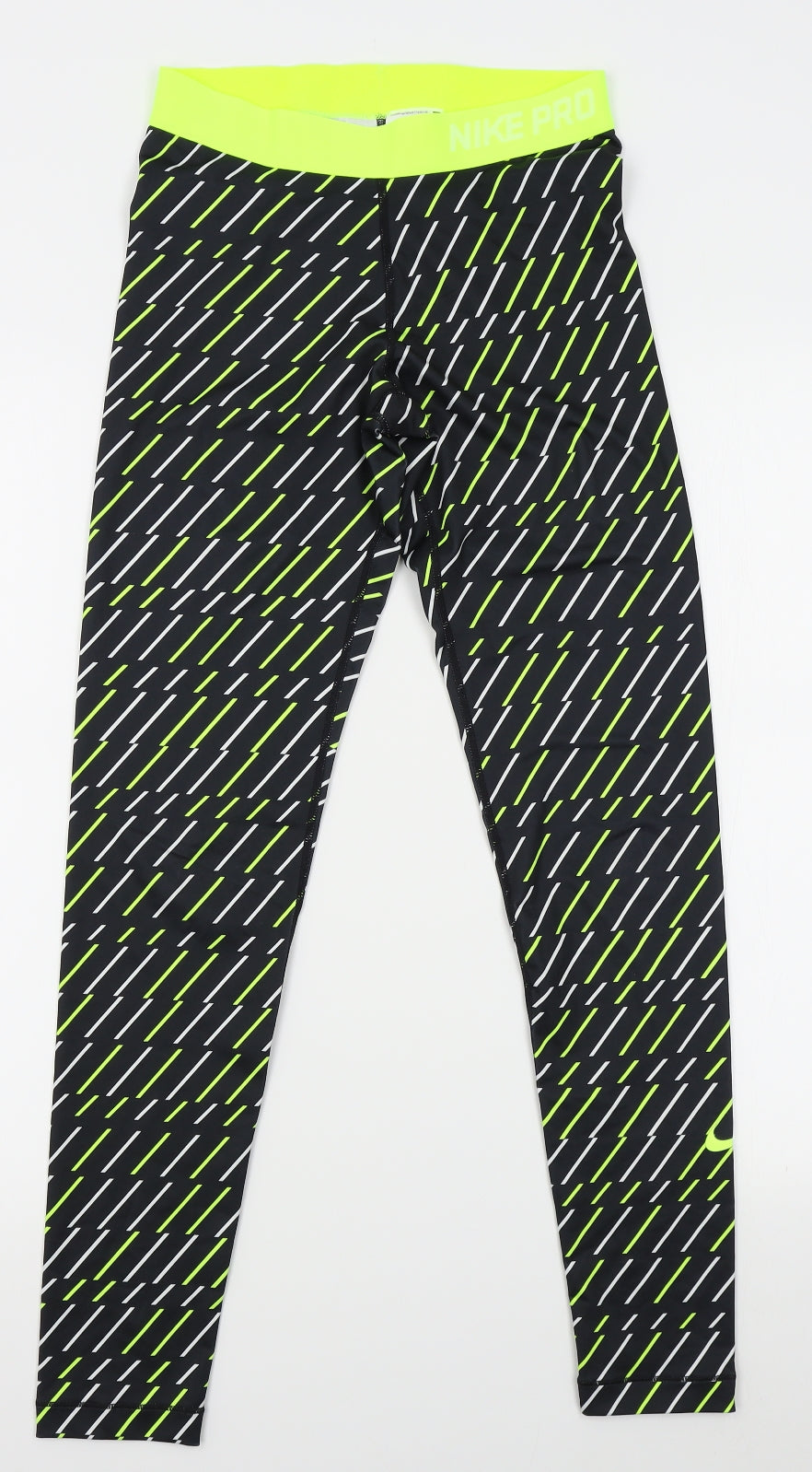 Nike Womens Black Striped   Leggings Size M L29 in