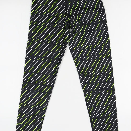 Nike Womens Black Striped   Leggings Size M L29 in