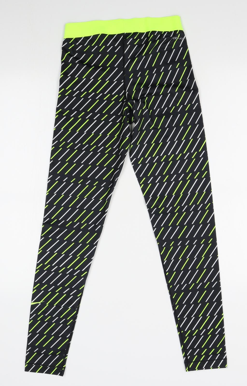 Nike Womens Black Striped   Leggings Size M L29 in