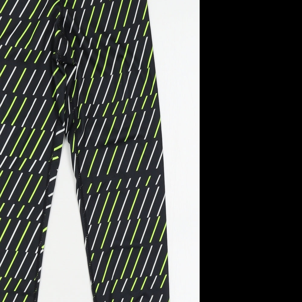 Nike Womens Black Striped   Leggings Size M L29 in