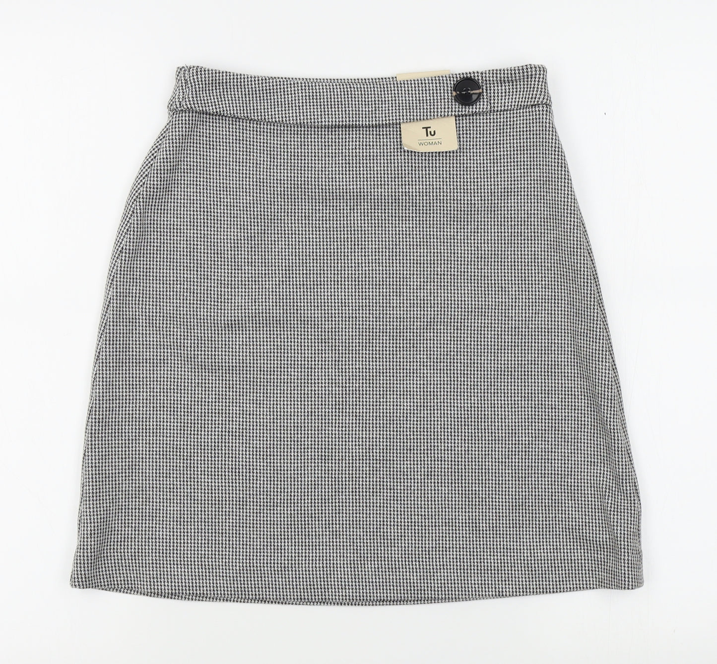 TU Womens Grey Check  Straight & Pencil Skirt Size 8