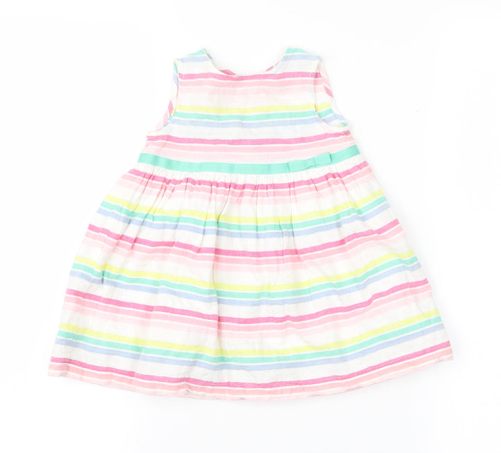 Baby M&Co Girls Multicoloured Striped A-Line Size 6-9 Months