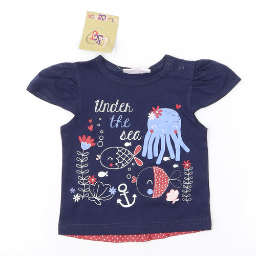 Lily & Jack Girls Blue Animal Print  Pullover Blouse Size 6-9 Months  - Under the Sea