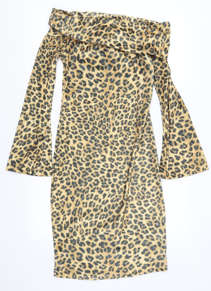 Zibi London Womens Brown Animal Print  Bodycon  Size M