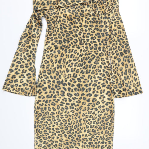Zibi London Womens Brown Animal Print  Bodycon  Size M