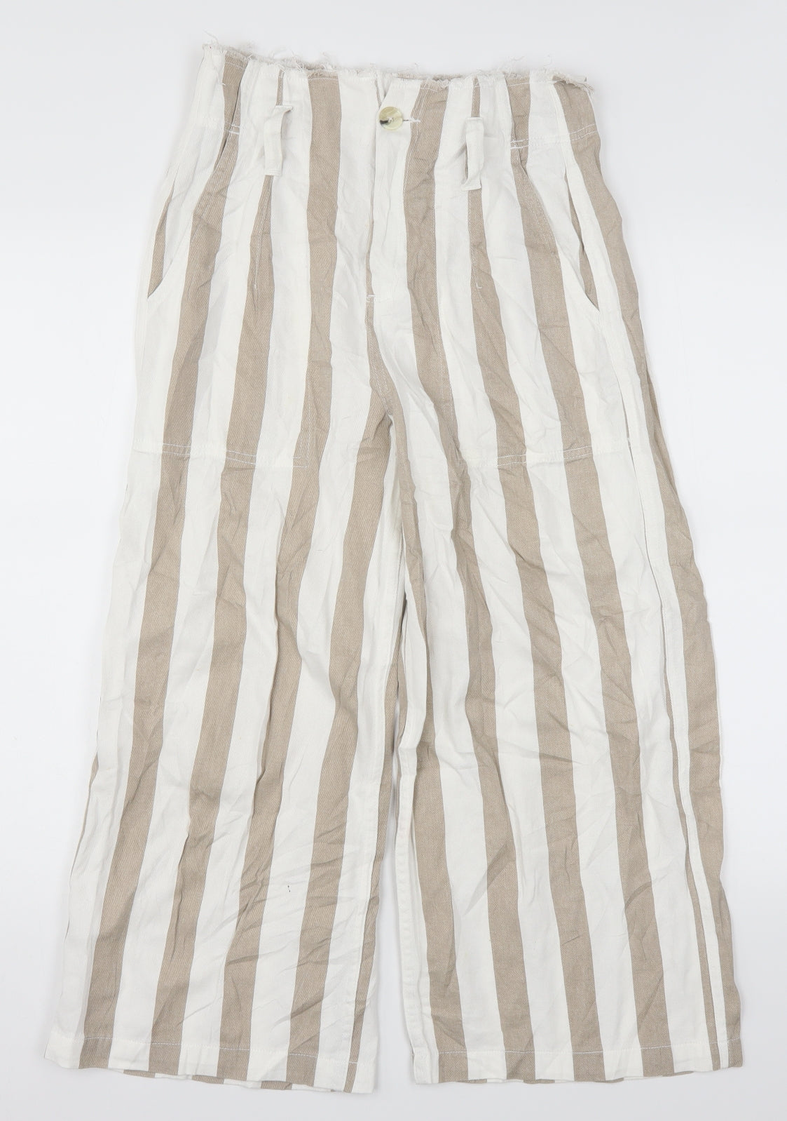 Topshop Womens Beige Striped  Trousers  Size 8 L22 in