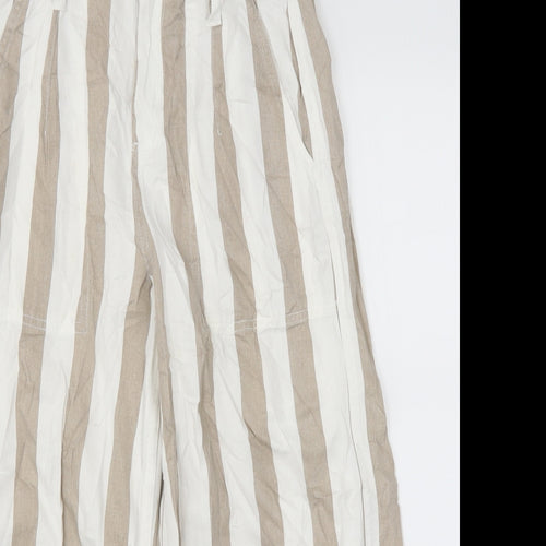 Topshop Womens Beige Striped  Trousers  Size 8 L22 in