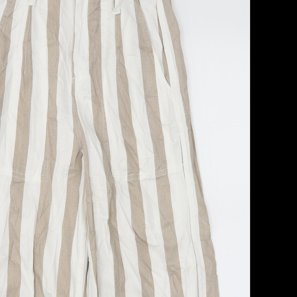 Topshop Womens Beige Striped  Trousers  Size 8 L22 in