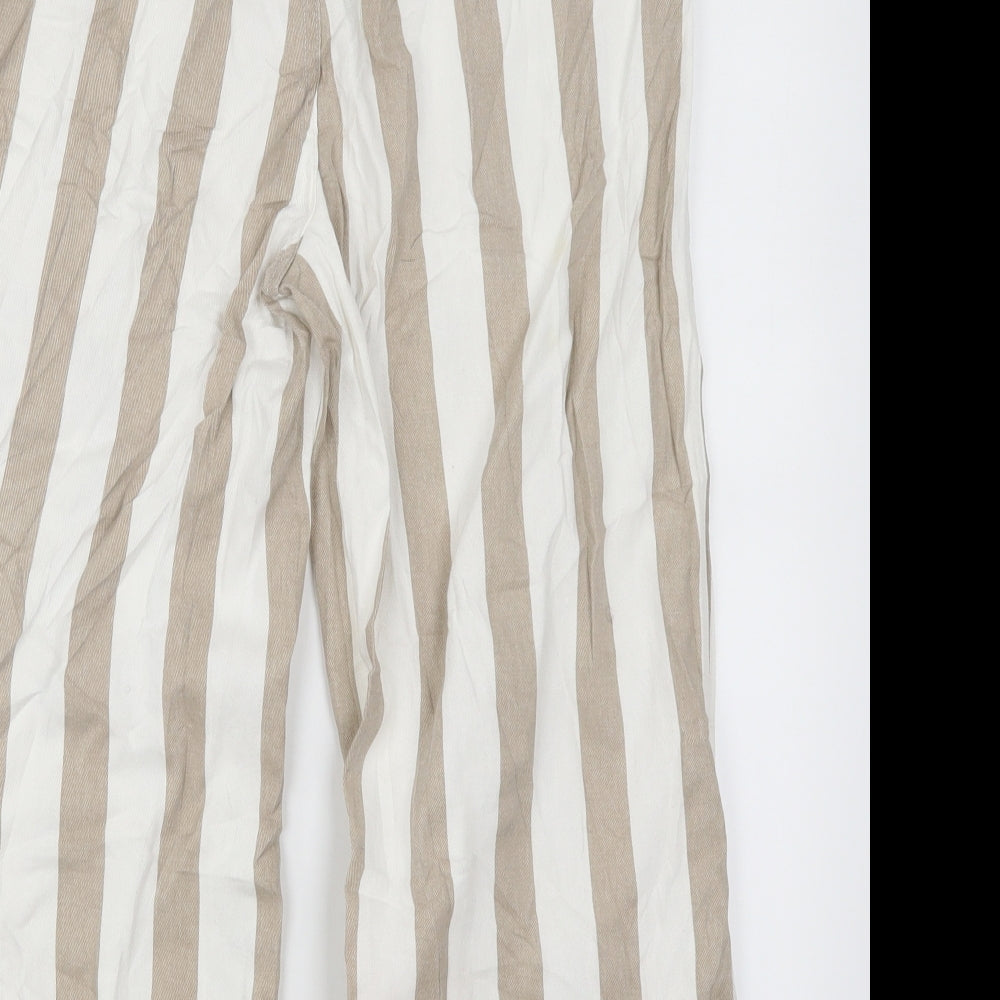 Topshop Womens Beige Striped  Trousers  Size 8 L22 in