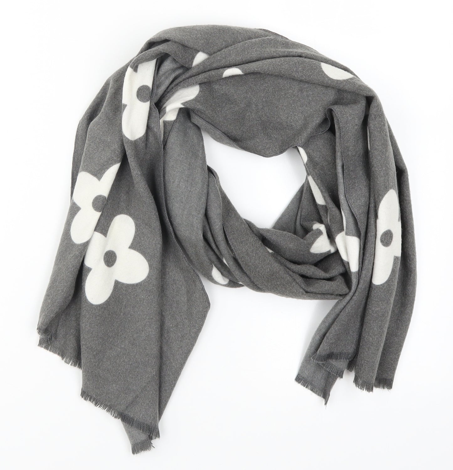 Preworn Womens Grey Floral   Scarf