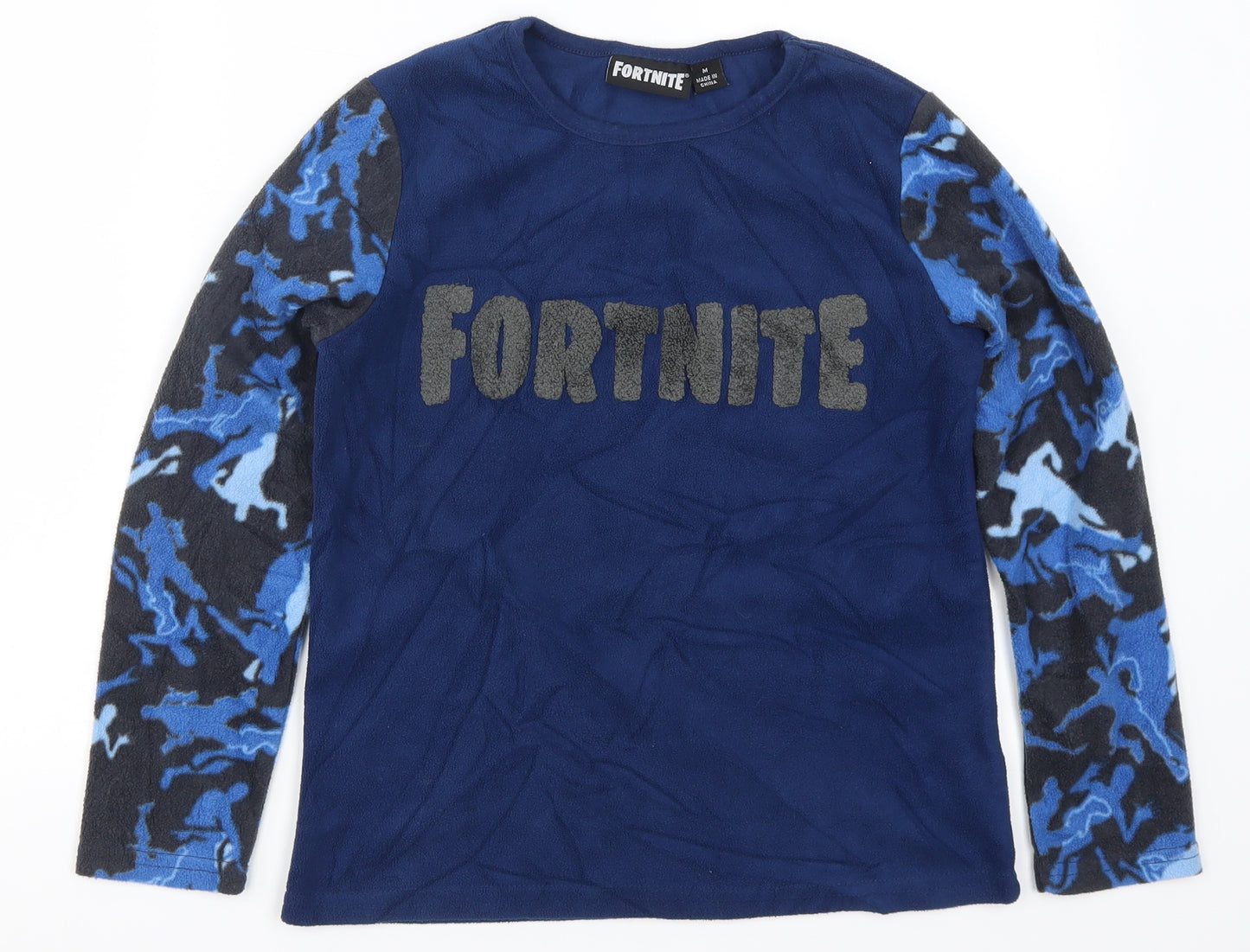 Primark Boys Blue Solid   Pyjama Top Size M  - Fortnite