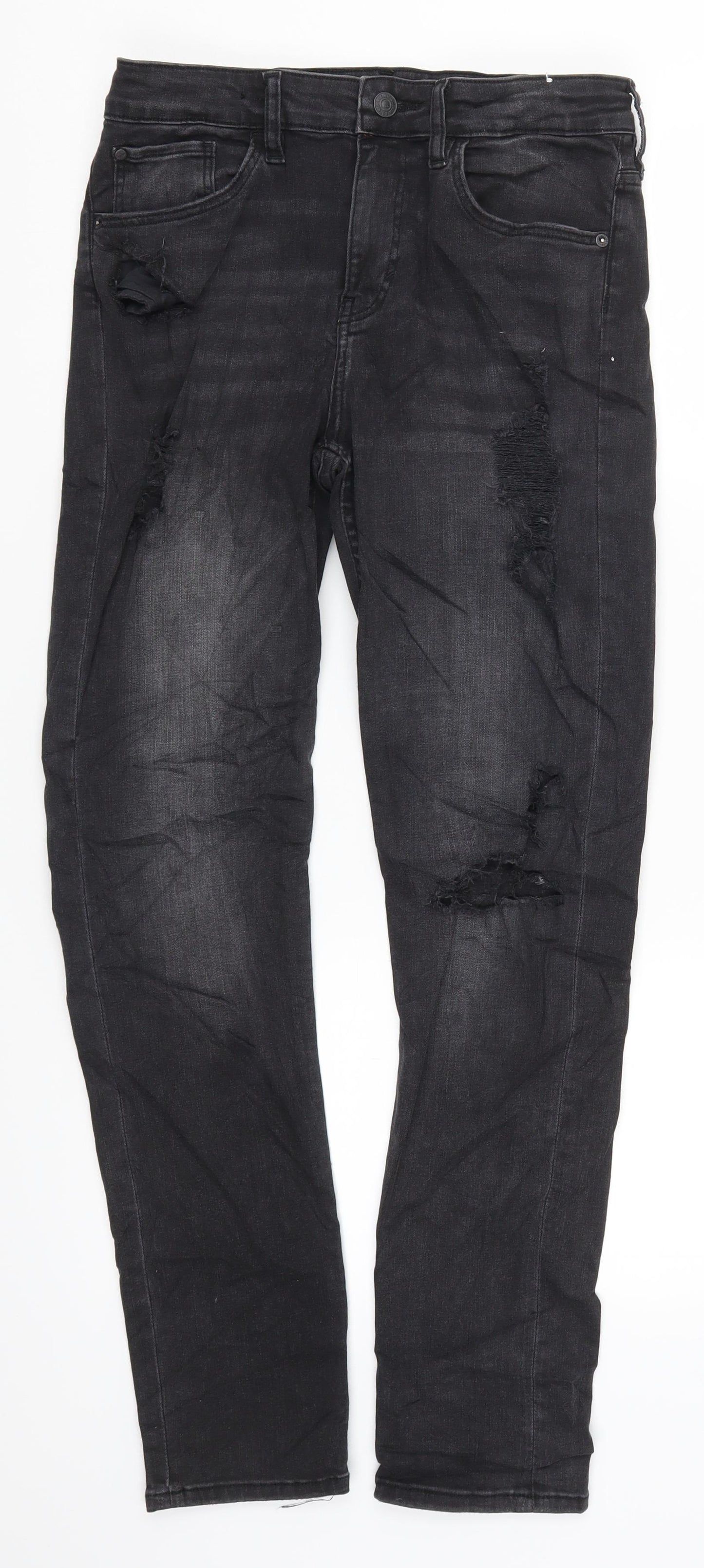 H&M Boys Grey  Denim Skinny Jeans Size 13-14 Years - Distressed Look