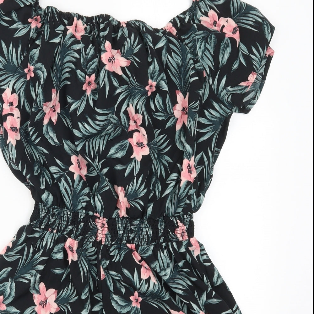New Look Girls Green Floral  Playsuit One-Piece Size 15 Years  - Pink Flowers