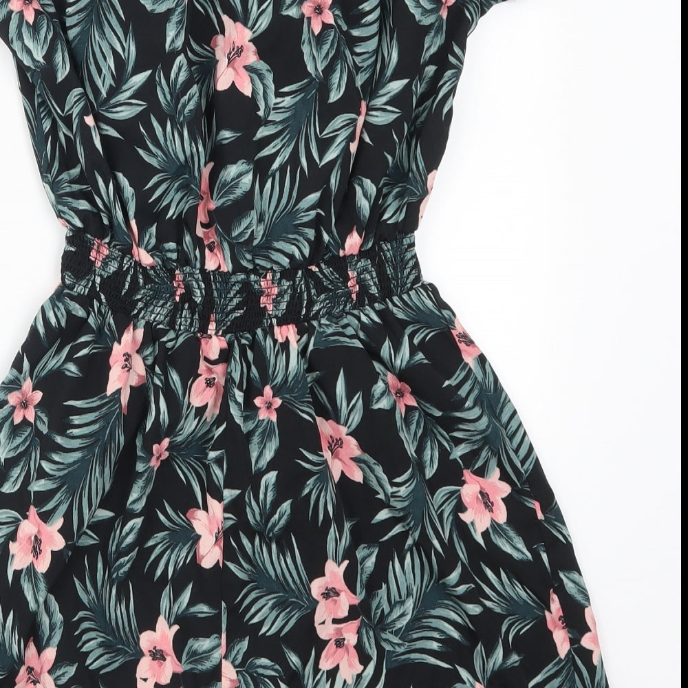 New Look Girls Green Floral  Playsuit One-Piece Size 15 Years  - Pink Flowers