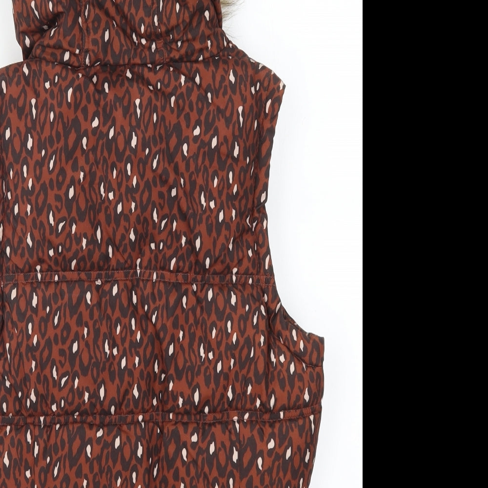 George Womens Brown Animal Print  Gilet Coat Size 8